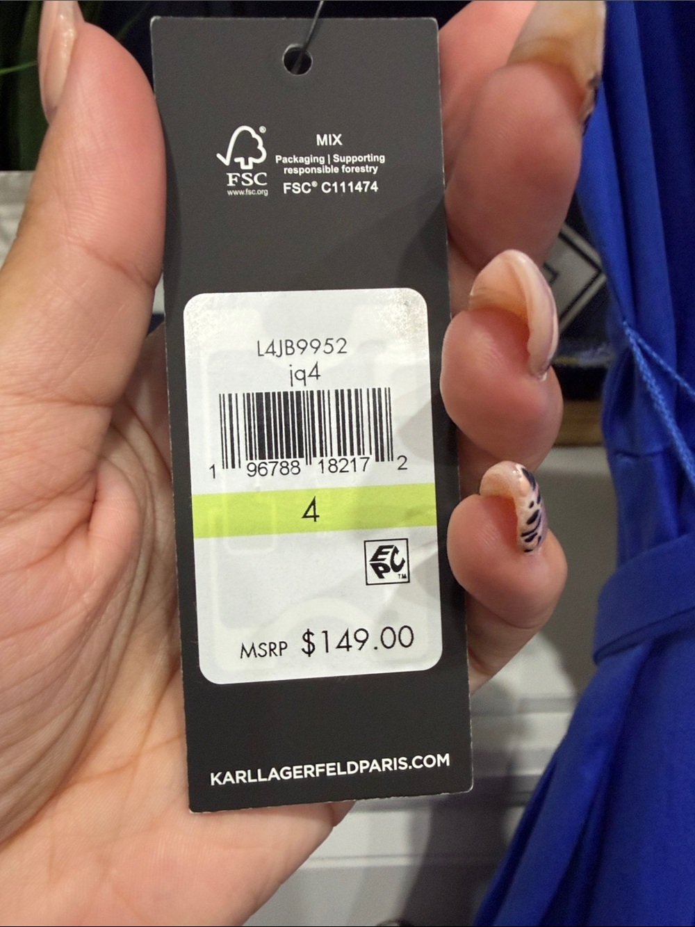 Karl Lagerfeld Royal Blue Shirtwaist Midi Dress SZ4 - Picture 2 of 12